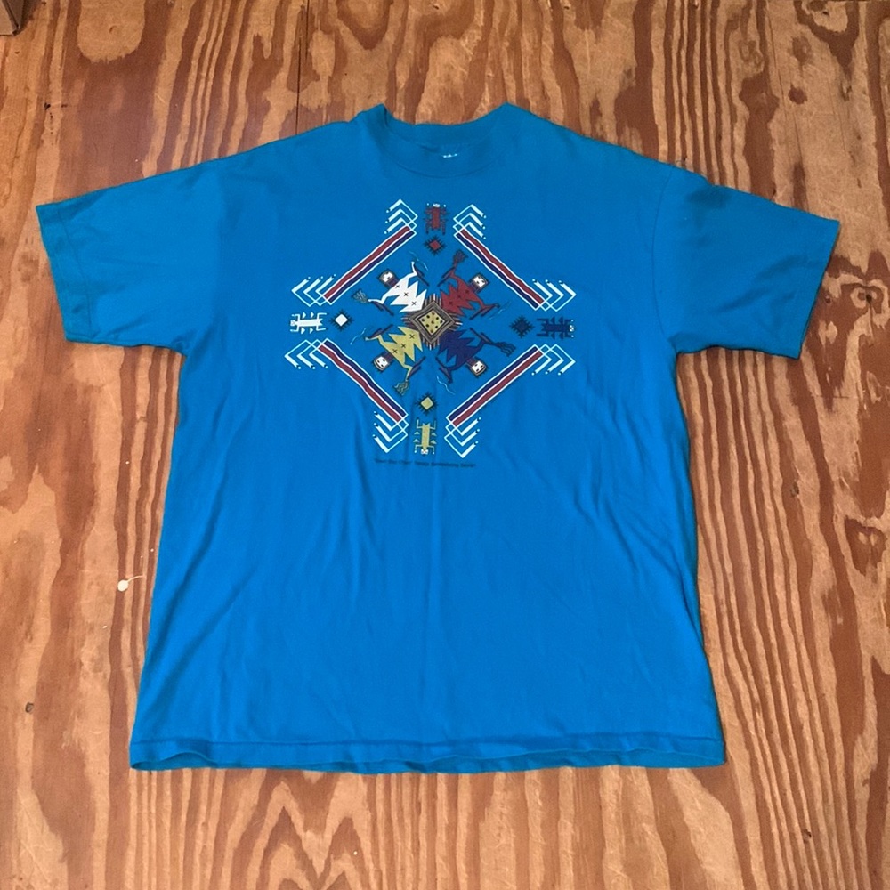 Vintage Single Stitch 'Great Star Chain' Navajo Sandpainting Design Navajo Tee